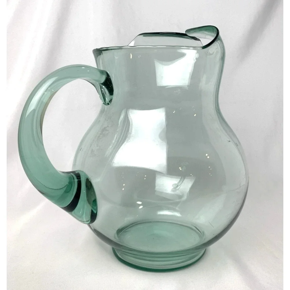 Mexican Green Glass Pitcher Rare Large Vintage Margarita
